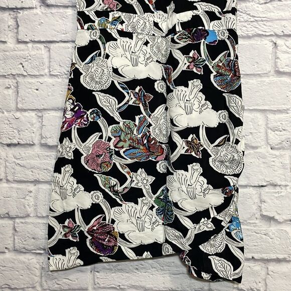 TOPSHOP Black & White Floral Mini Dress with Tulip Hem Size 8 - Picture 6 of 12
